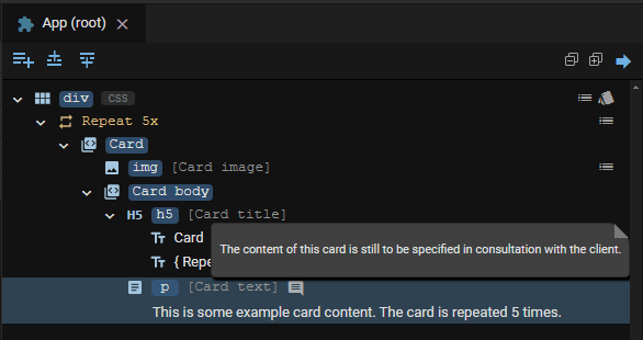 Comment on a template element