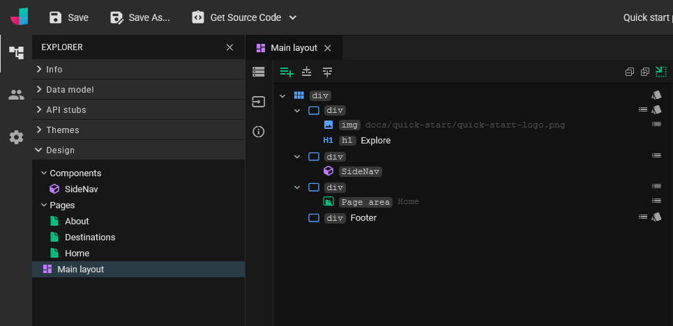 Pages, Components and Main Layout