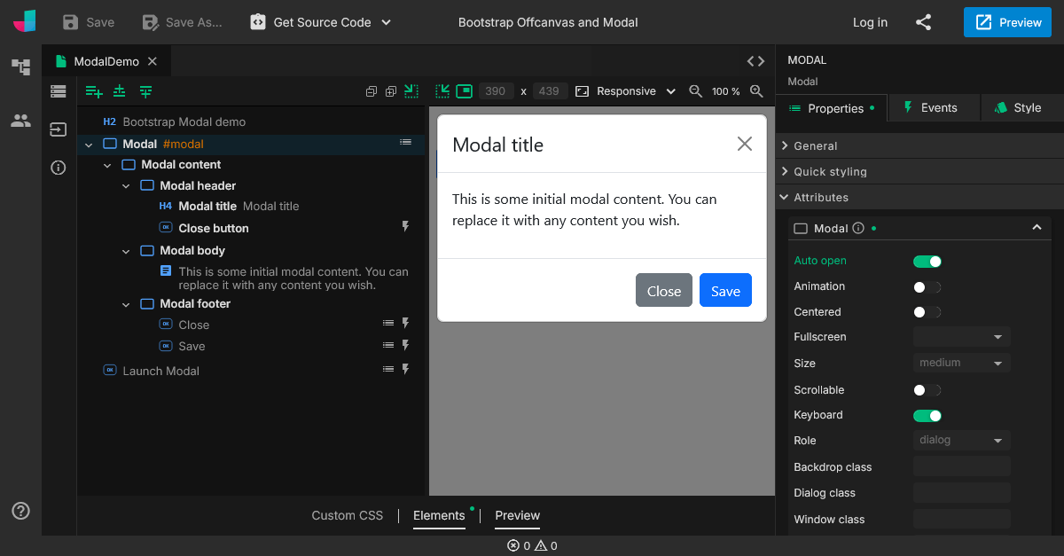 Adding a Bootstrap Offcanvas or Modal to your Angular app without coding