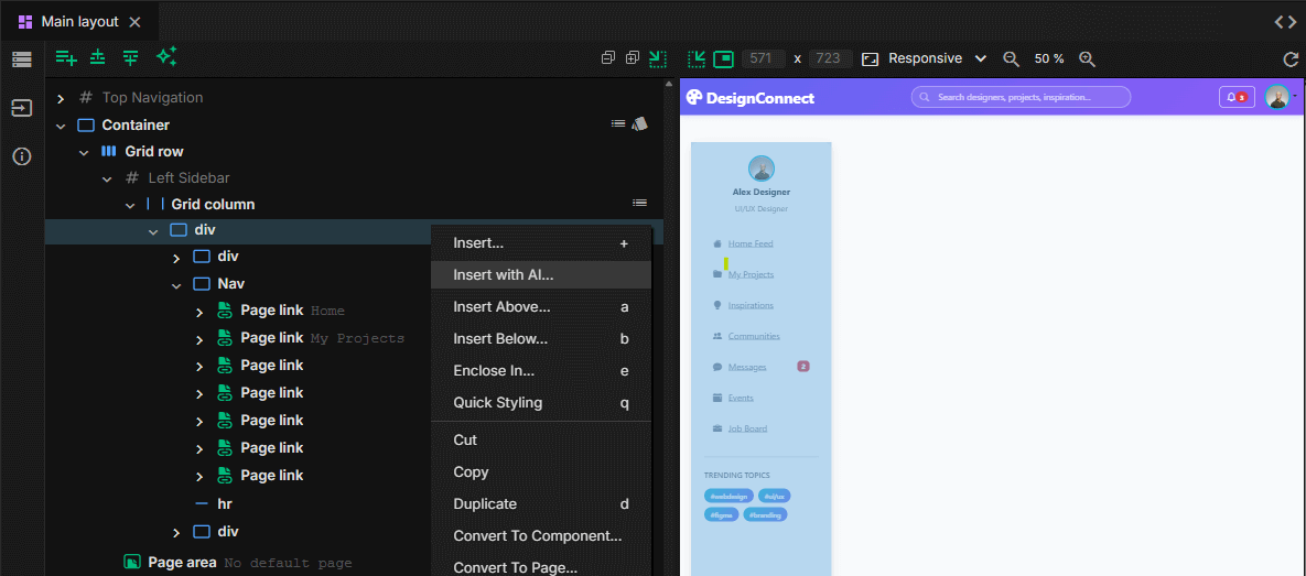 Inserting new elements with AI