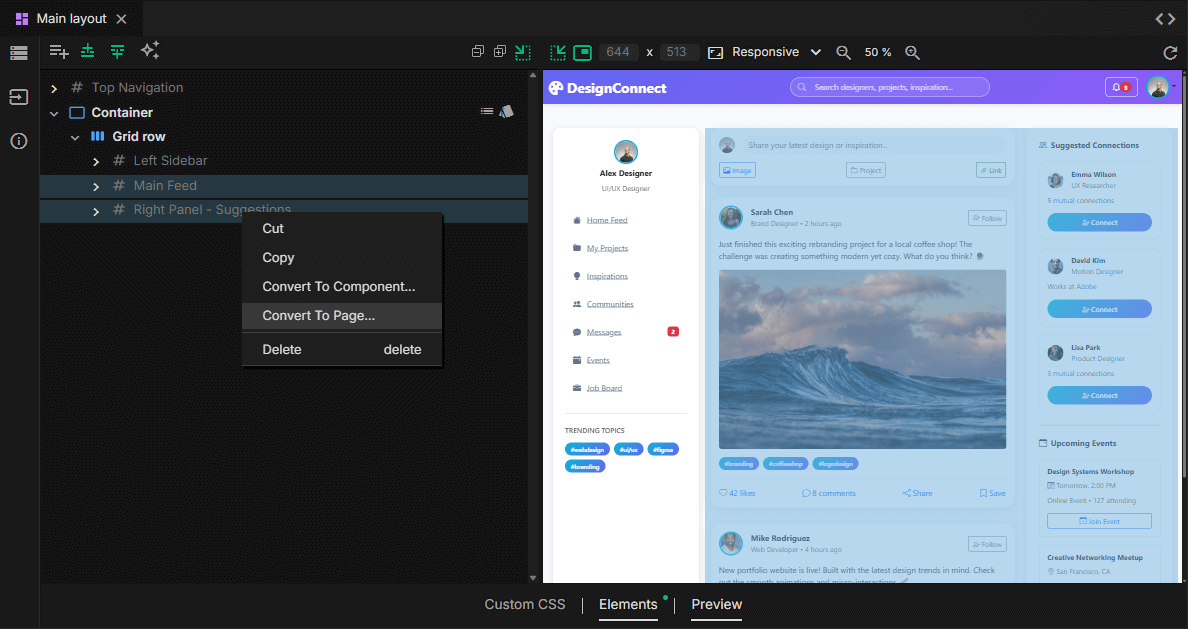Convert your selection to a new page