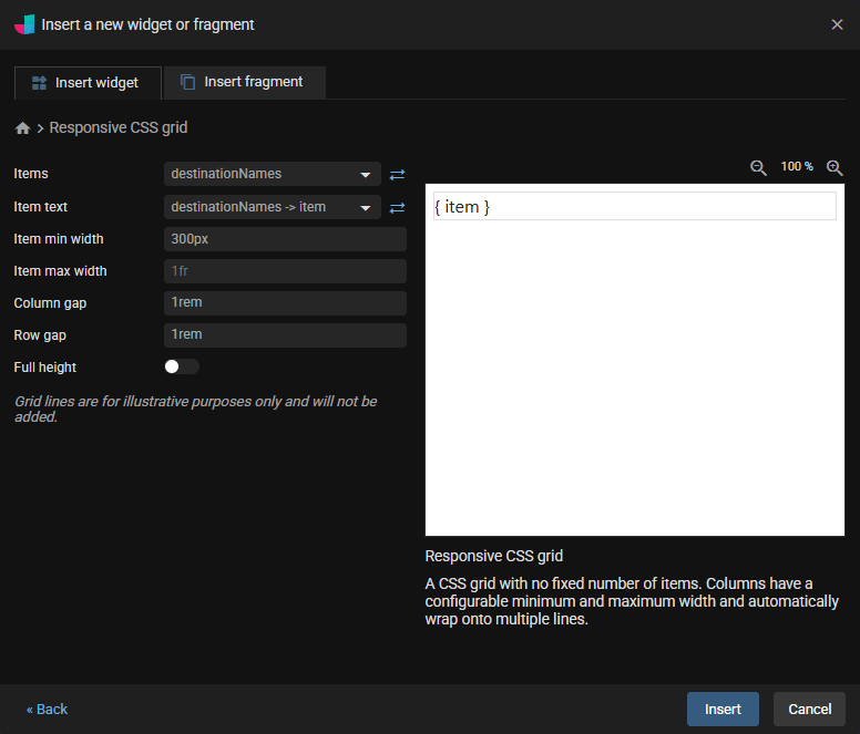 Inserting a responsive CSS grid